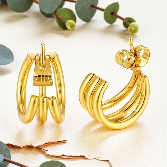 ๐๏ธHandmade Crystal Beaded Bracelet Set & 18K Gold Plated C-Hoop Earrings Summer - Picture 3 of 13